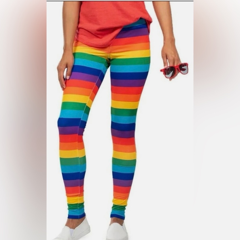 Tipsy Elves Leggings in Rainbow MultiColor Pride Stripes Size Large NWT